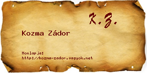 Kozma Zádor névjegykártya