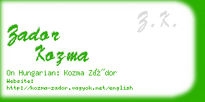 zador kozma business card